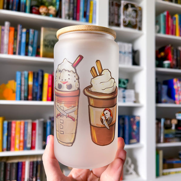 Horror Movie Coffee Frosted Can Glass