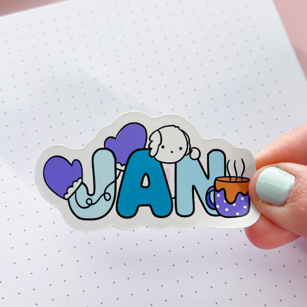 Jan (abbr) Bean Word Vinyl Die Cut Sticker