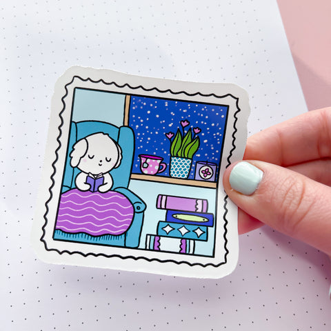 Winter Bean Stamp Vinyl Die Cut Sticker