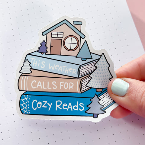 Cold Weather Book Stack Vinyl Die Cut Sticker