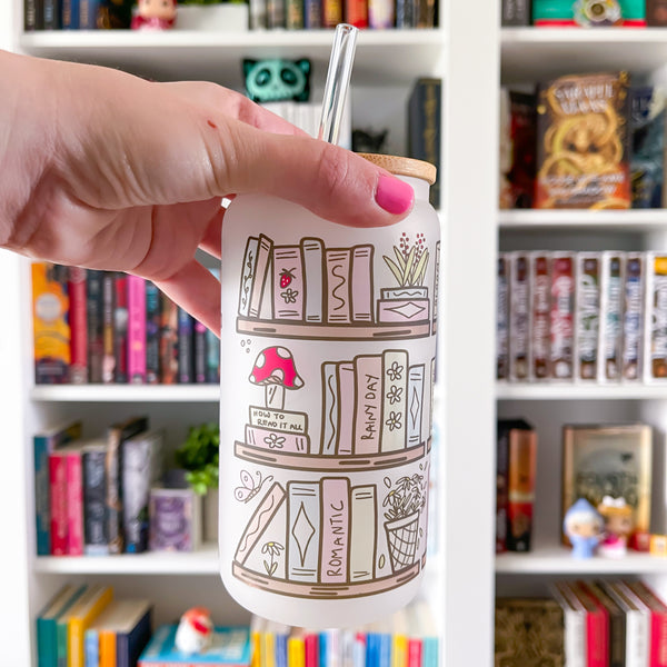 Spring Bookish Frosted Can Glass