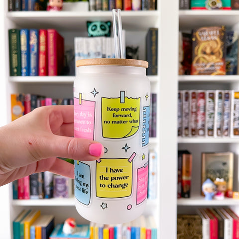 Positive Affirmations Frosted Can Glass