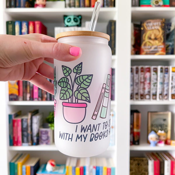 Books + Plants Frosted Can Glass