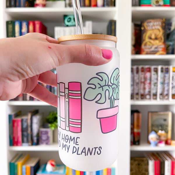 Books + Plants Frosted Can Glass