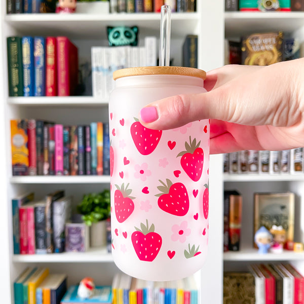 Strawberry Frosted Can Glass