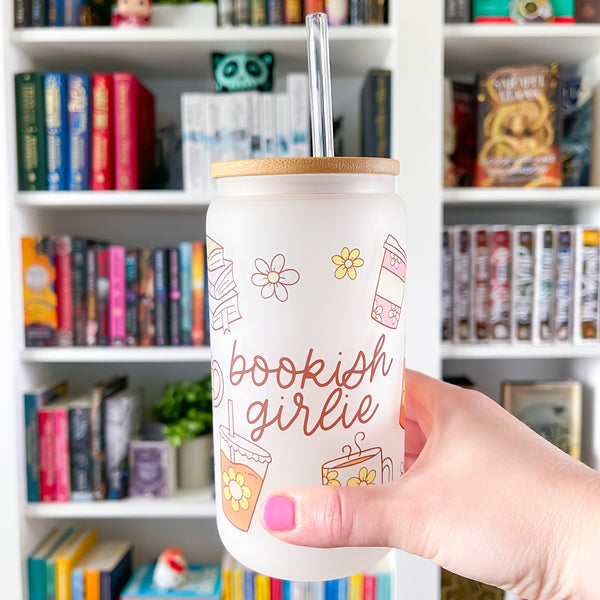 Bookish Girlie Frosted Can Glass