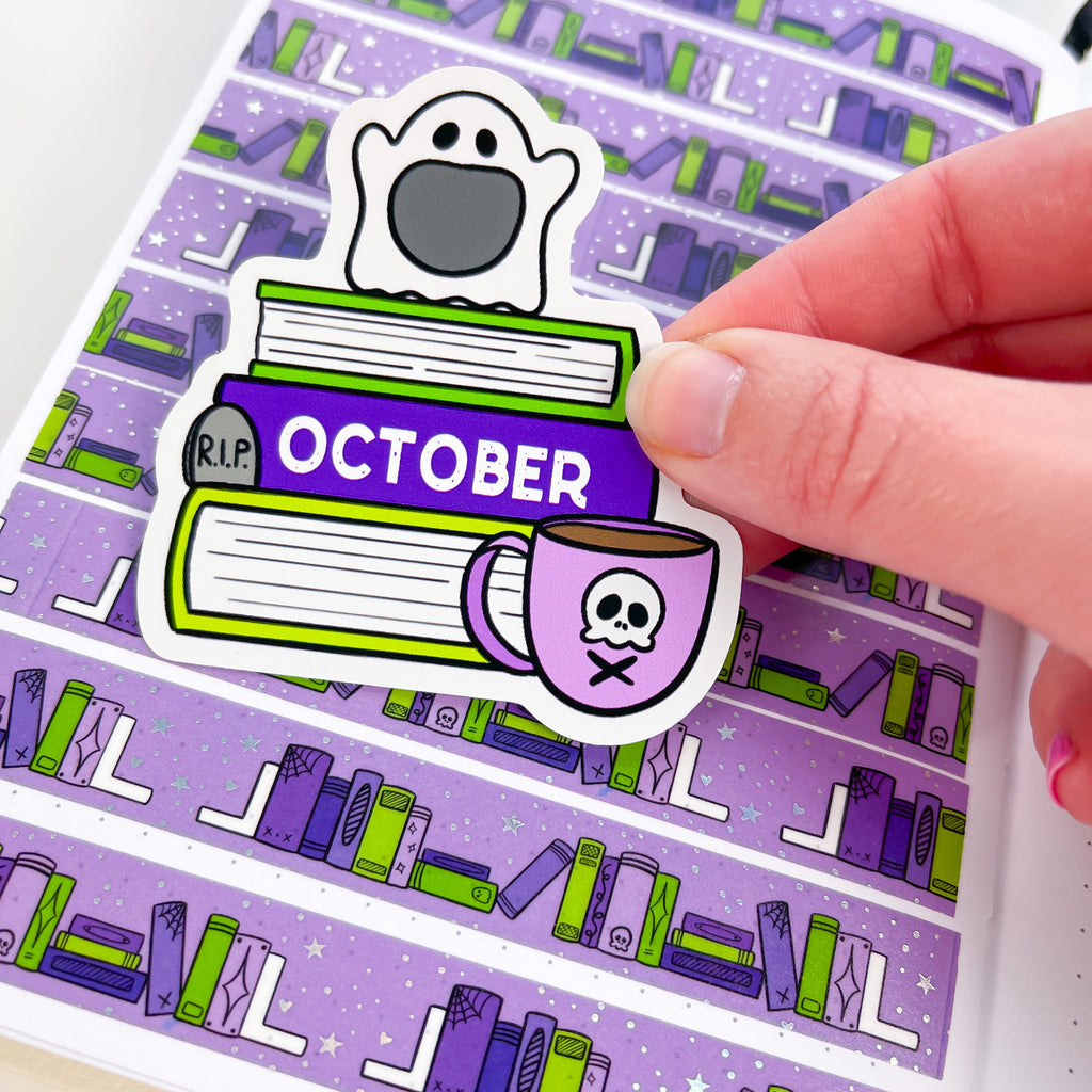 October Book Stack Premium Vinyl Sticker (2023)