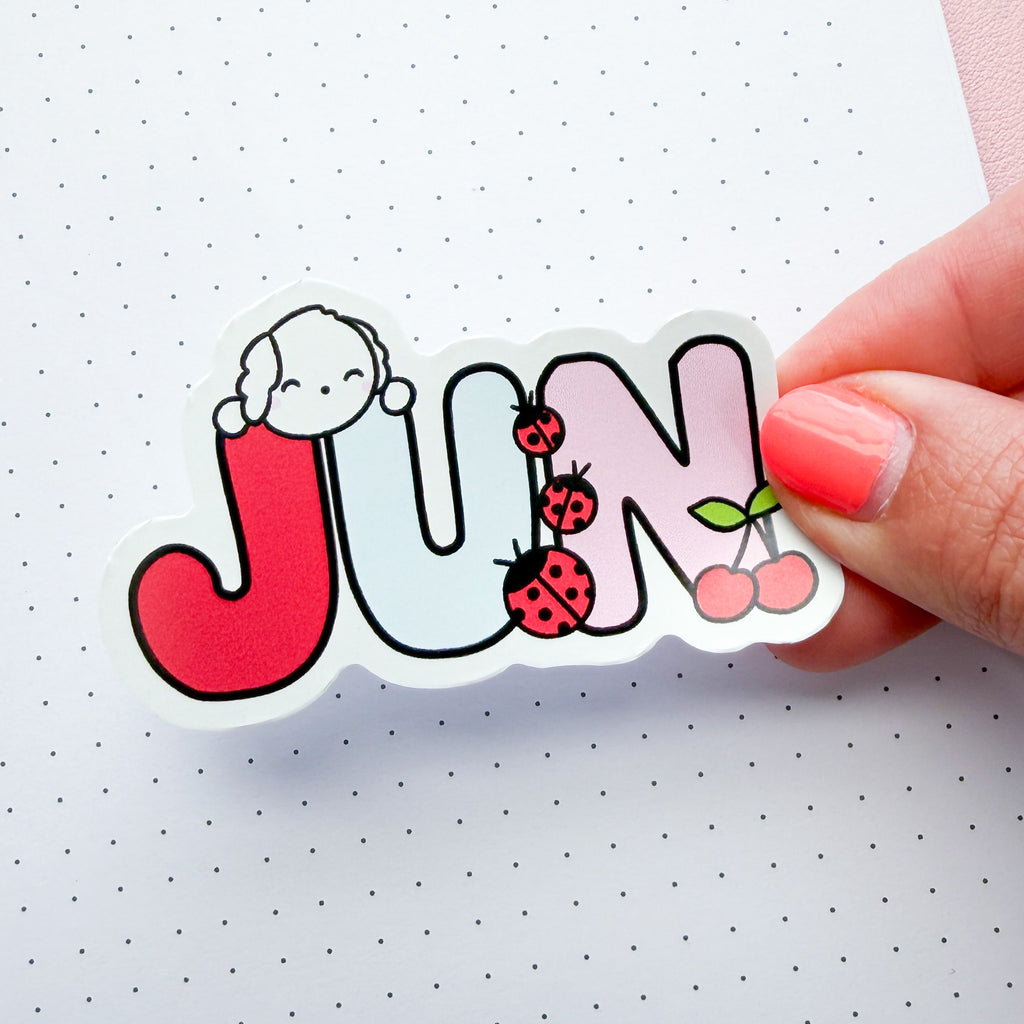 Jun (abbr) Bean Word Vinyl Die Cut Sticker