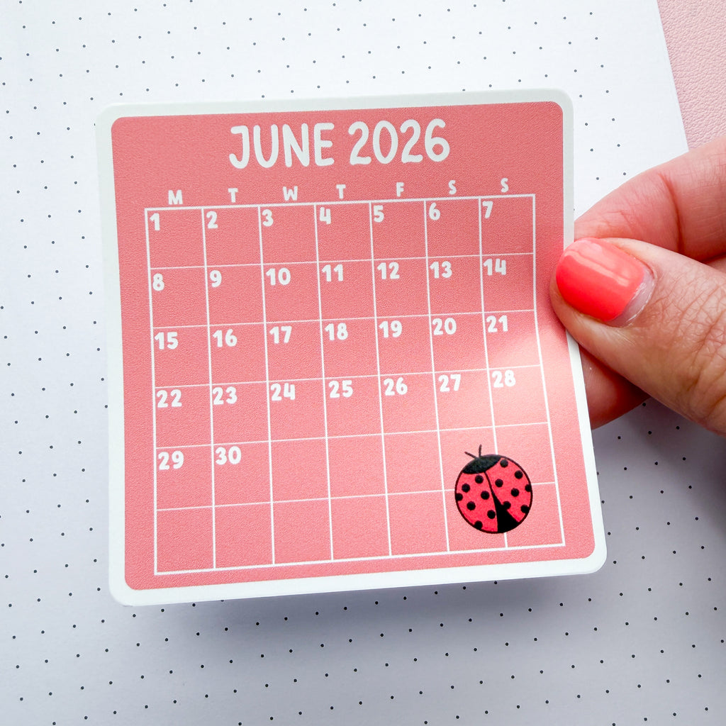June 2026 Calendar Vinyl Die Cut Sticker