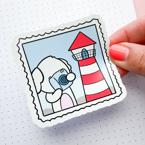 Lighthouse Bean Stamp Vinyl Die Cut Sticker