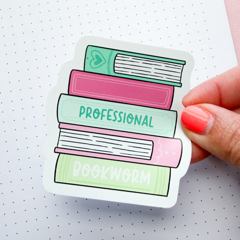 Professional Bookworm Vinyl Die Cut Sticker