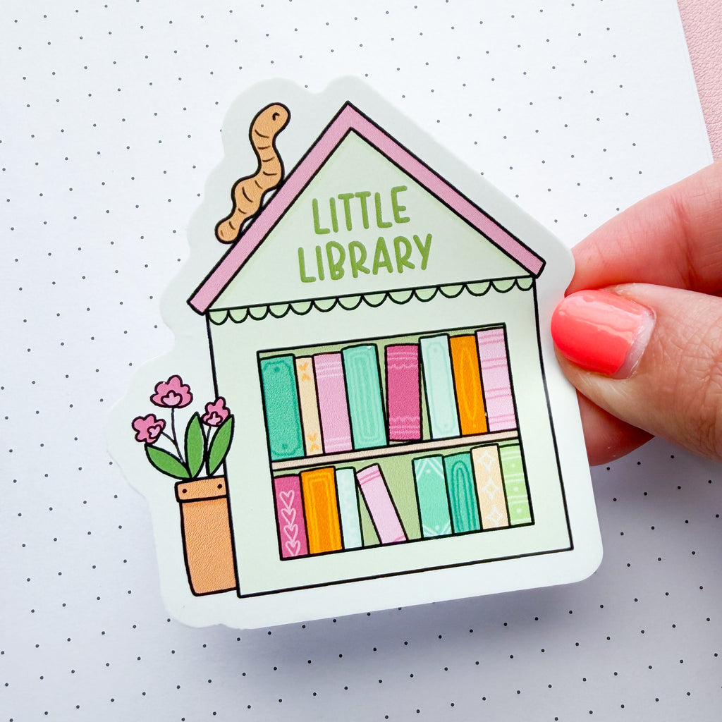 Bookworm Little Library Vinyl Die Cut Sticker