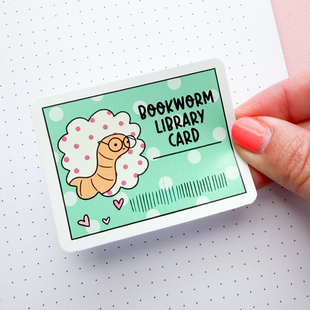 Bookworm Library Card Vinyl Die Cut Sticker