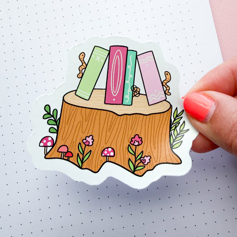 Bookworm Stump Vinyl Die Cut Sticker