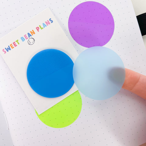 Small Neon Blue Transparent Sticky Circles