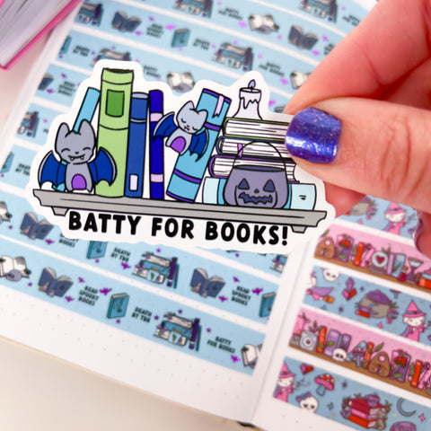 Batty for Books Premium Vinyl Die Cut