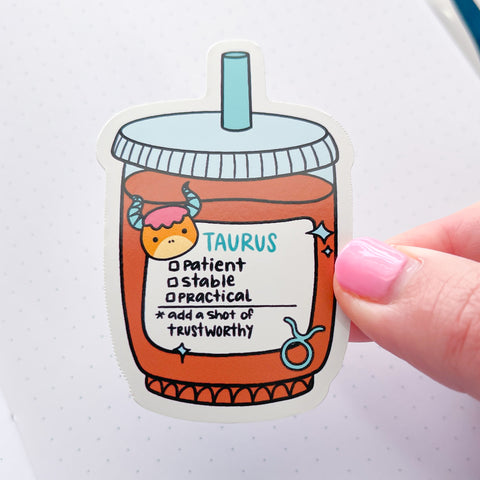 Taurus Coffee Order Vinyl Die Cut Sticker