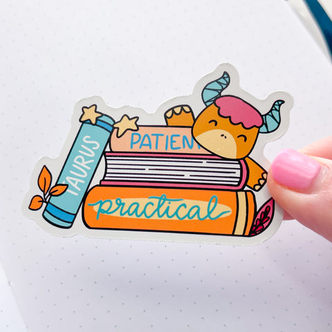 Taurus Book Stack Vinyl Die Cut Sticker