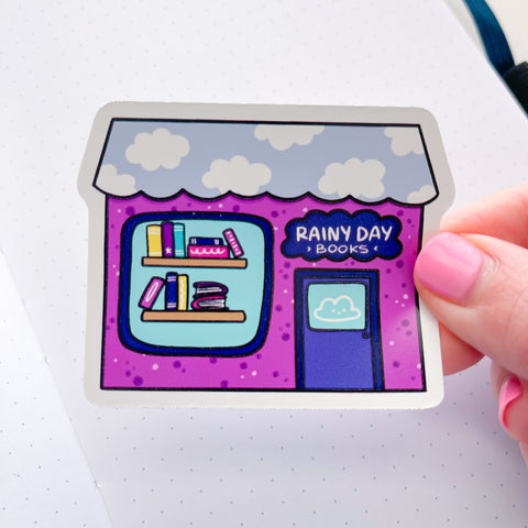 Rainy Bookshop Vinyl Die Cut Sticker