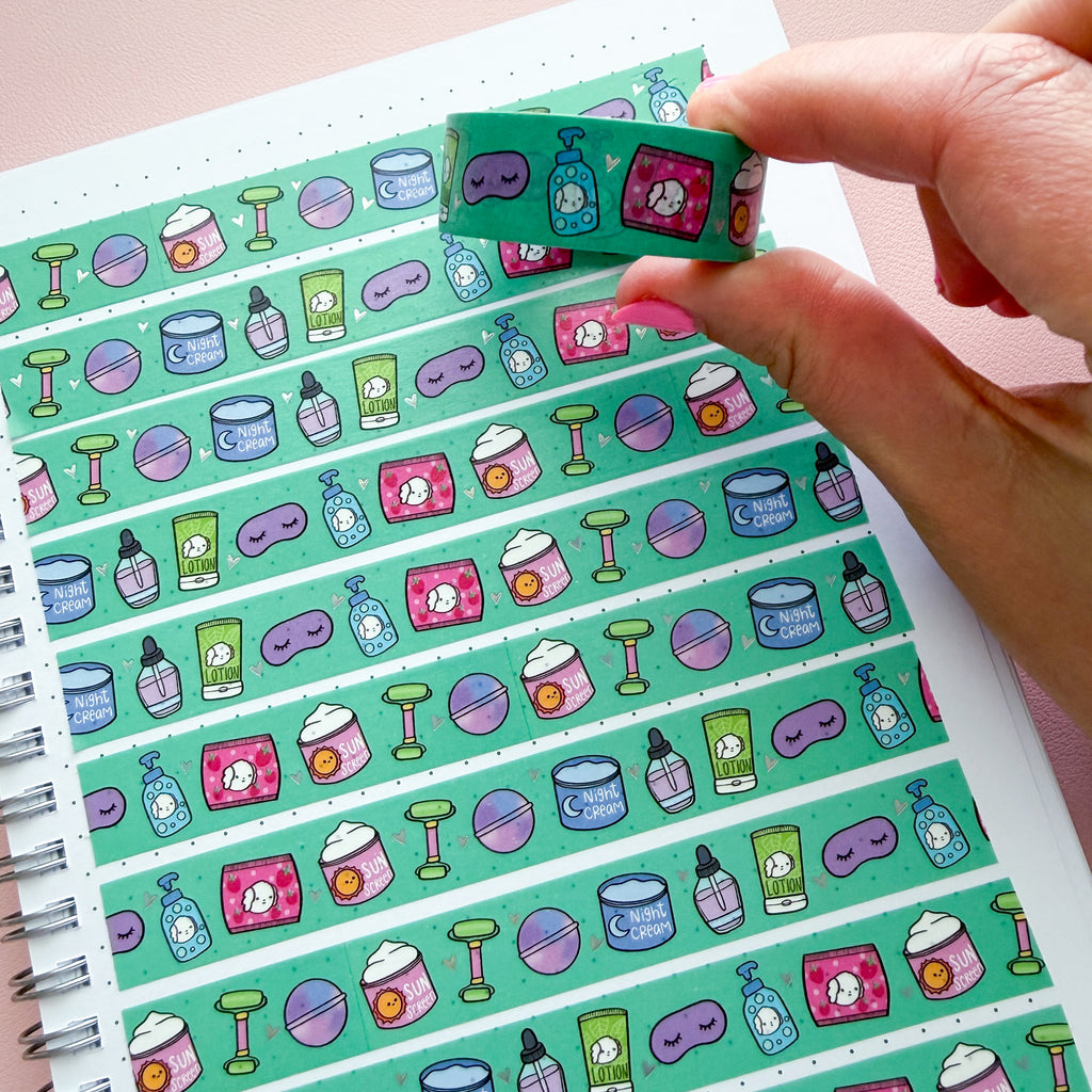 Holo Foil Skincare Doodles Washi Tape (15mm)