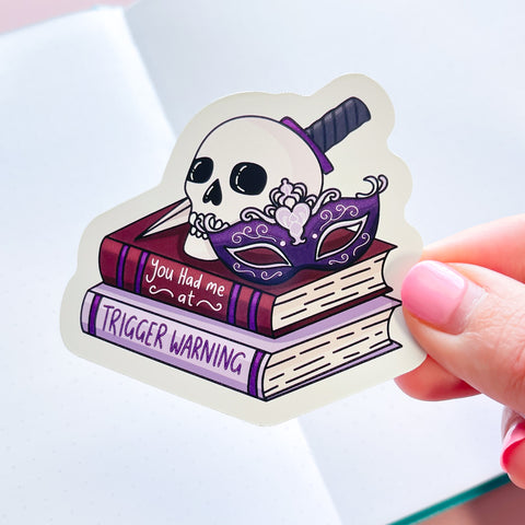 Trigger Warning Bookish Vinyl Die Cut Sticker