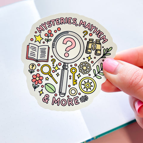 Mayhem + Mystery Books Vinyl Die Cut Sticker