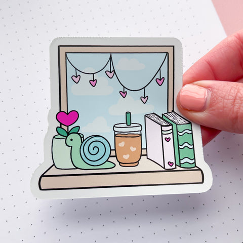 Minty Bookish Window Vinyl Die Cut Sticker