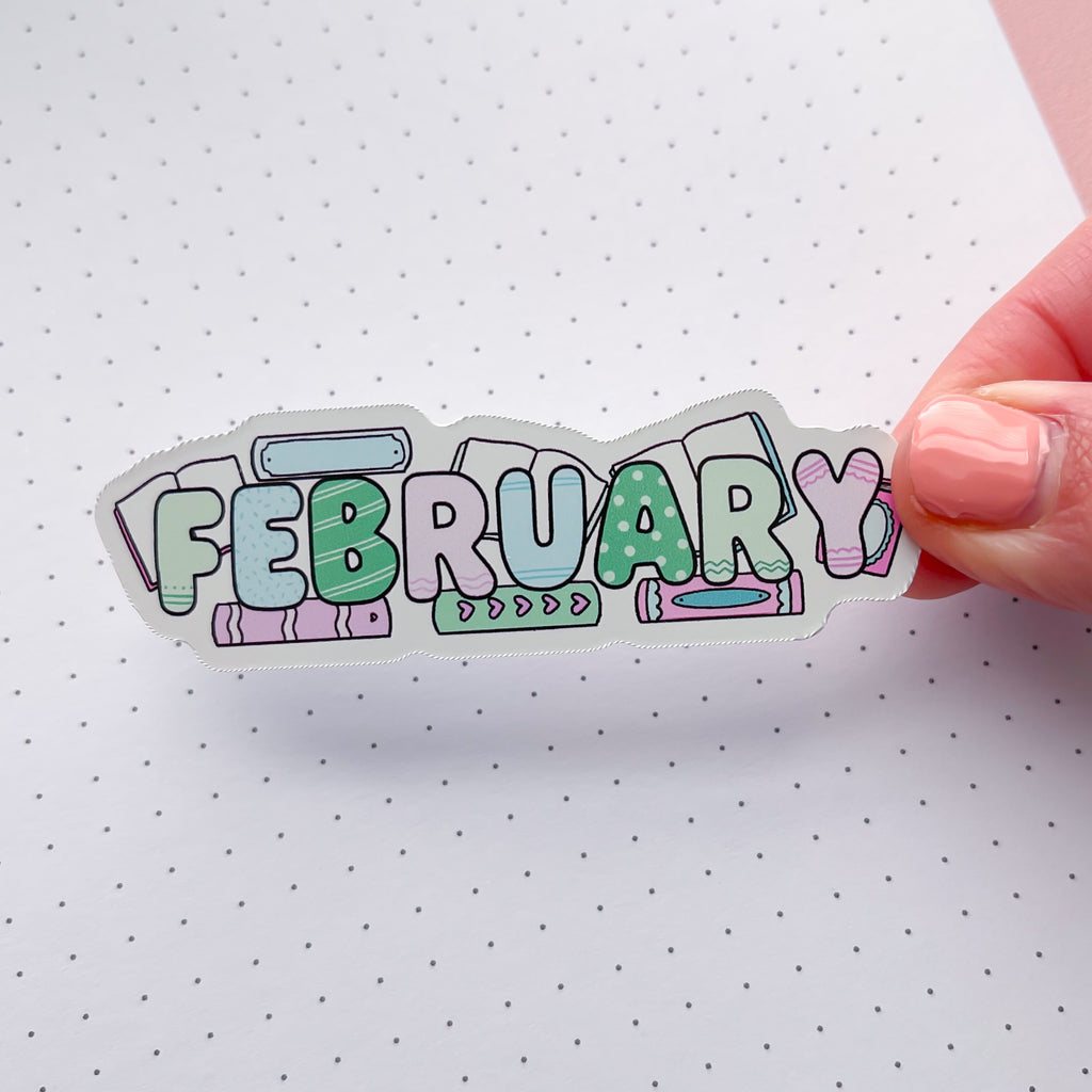 February Bookish Word Vinyl Die Cut Sticker