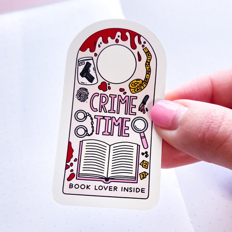 Crime Time Door Hanger Vinyl Die Cut Sticker