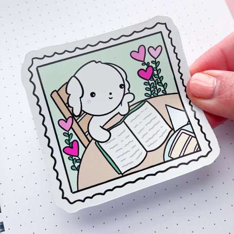 Minty Bean Stamp Vinyl Die Cut Sticker