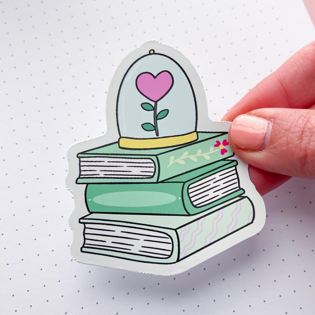 February 2026 Book Stack Vinyl Die Cut Sticker