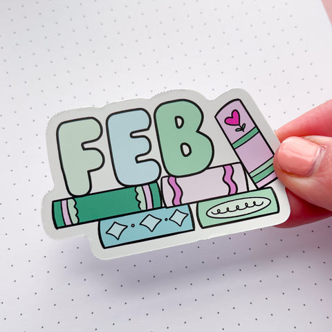 Feb (abbr) Bookish Word Vinyl Die Cut Sticker
