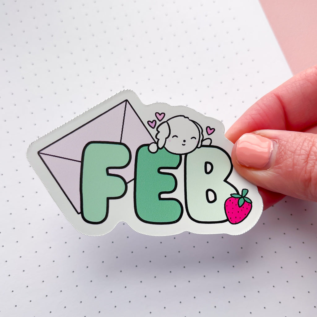 Feb (abbr) Bean Word Vinyl Die Cut Sticker