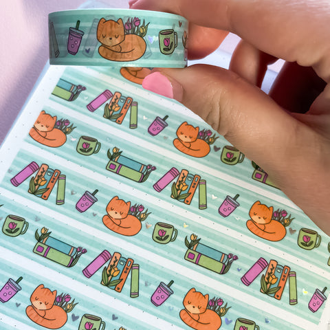 Holo Foil Cats & Tulips Washi Tape (15mm)