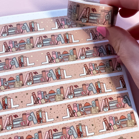 Rose Gold Foil Mystery Bookshelf Washi Tape (15mm)