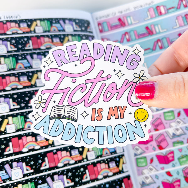 Fiction Addiction Bookish Vinyl Die Cut Sticker – Sweet Bean Plans