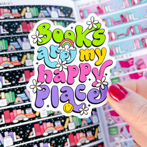 Happy Place Bookish Vinyl Die Cut Sticker