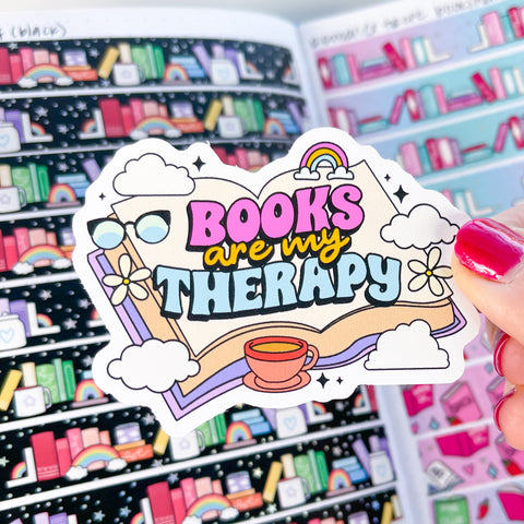 Books Are My Therapy Vinyl Die Cut Sticker