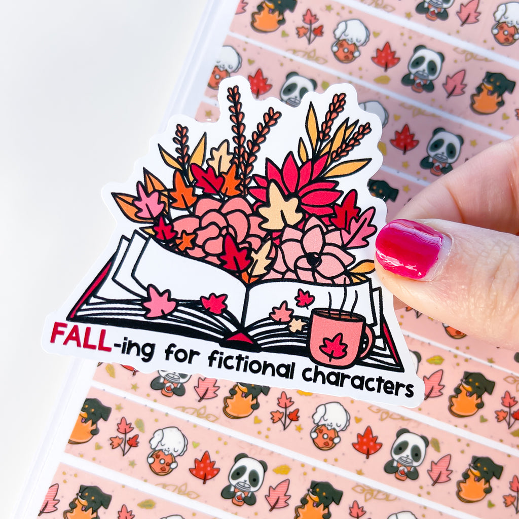 FALL-ing for Book Characters Vinyl Die Cut Sticker