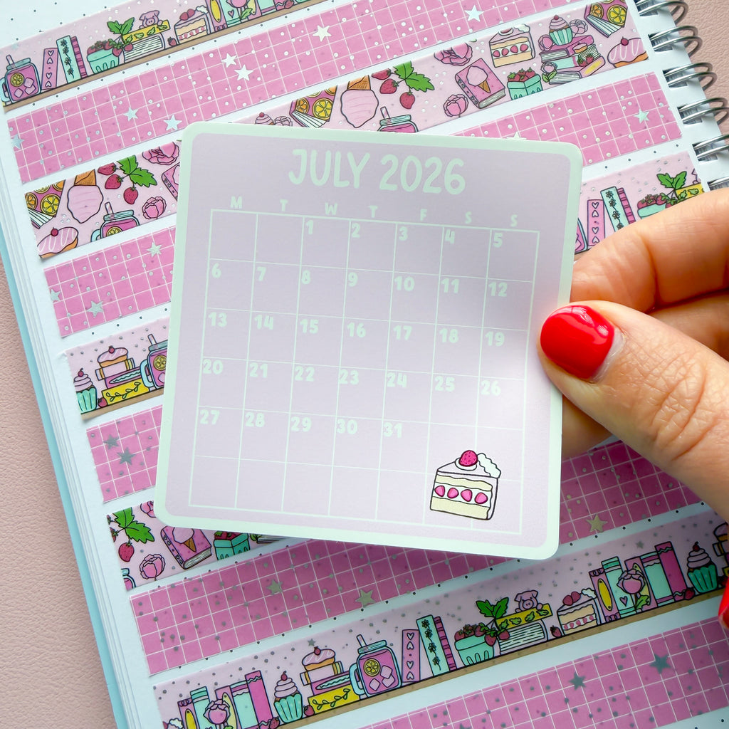July 2026 Calendar Vinyl Die Cut Sticker