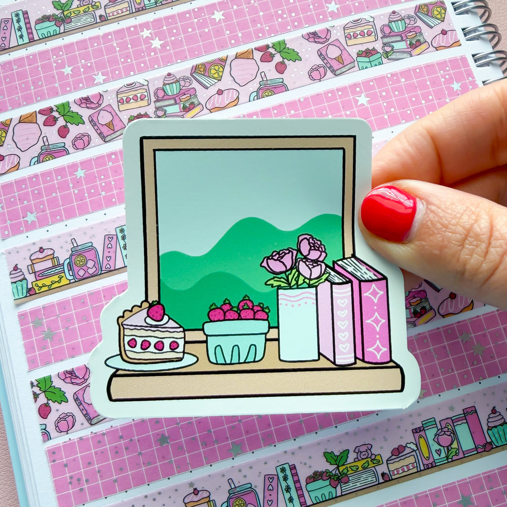 Pink Peonies Window Vinyl Die Cut Sticker