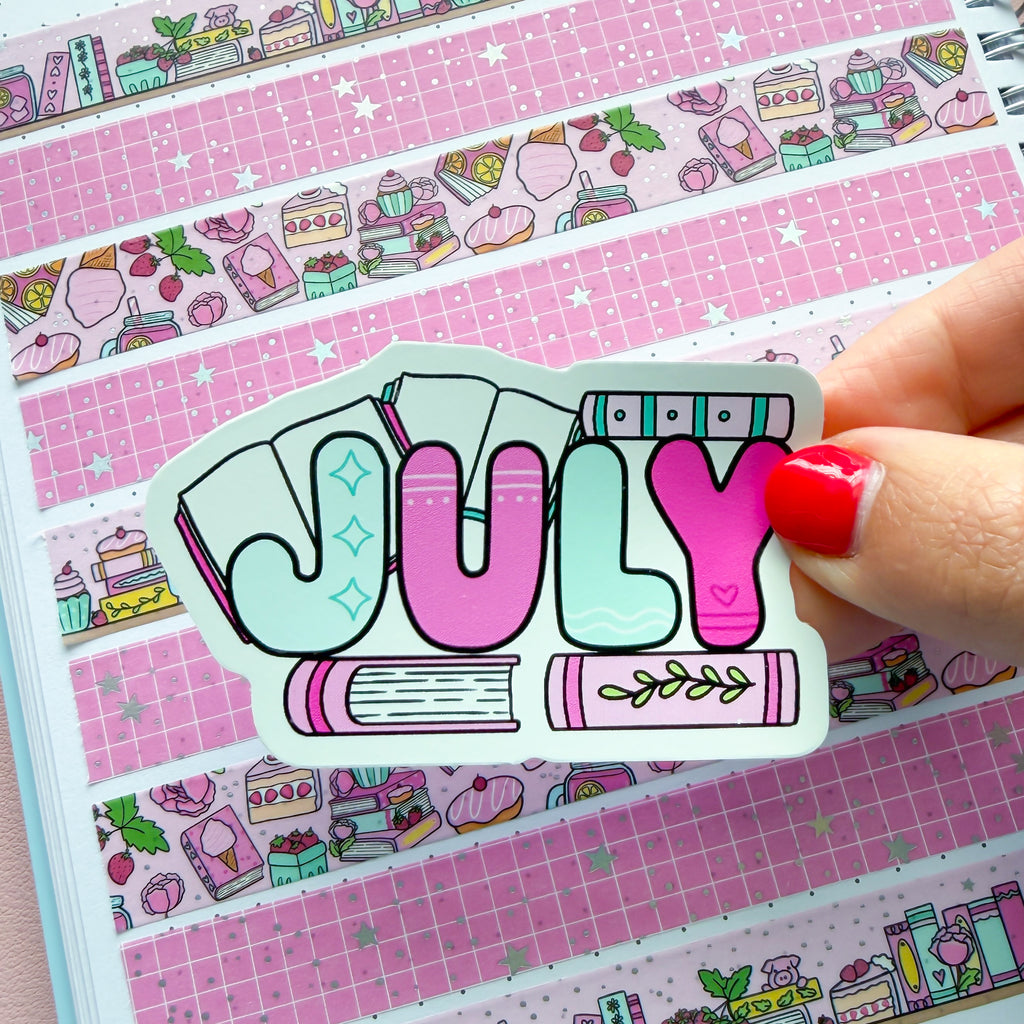 July Bookish Word Vinyl Die Cut Sticker