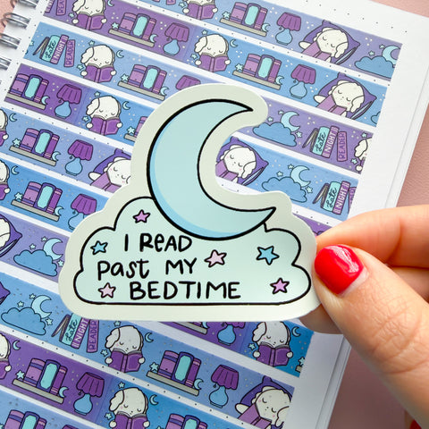 Read Past Bedtime Vinyl Die Cut Sticker