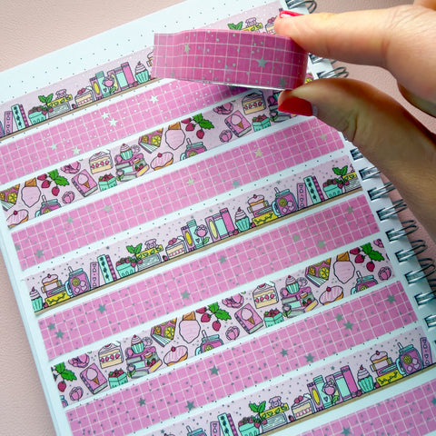 Holo Foil Pink Grid Washi Tape (15mm)