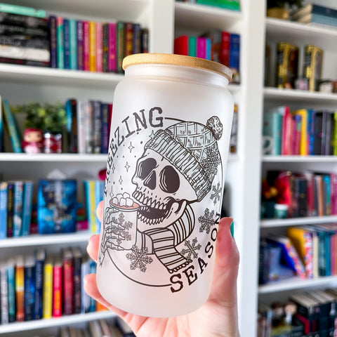 Freezing Season Skull Winter Frosted Can Glass