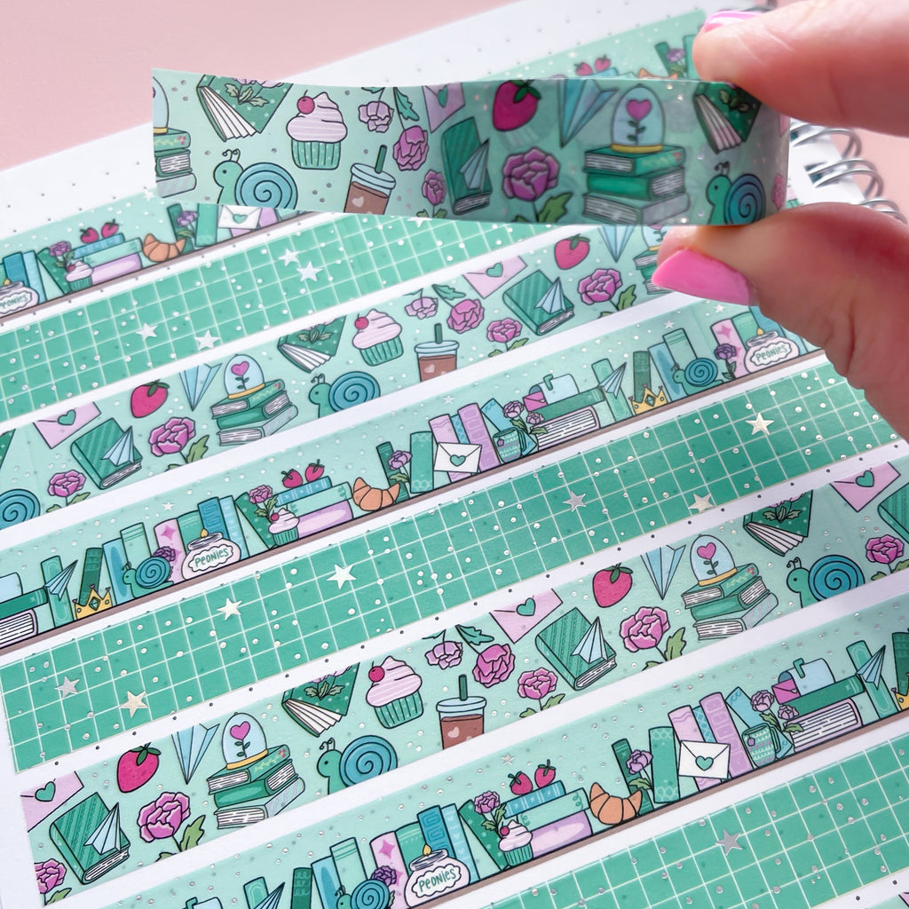 Holo Foil Feb Doodles Washi Tape (15mm)