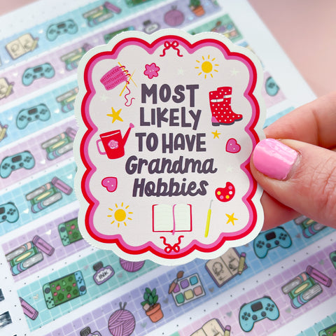 Grandma Hobbies Vinyl Die Cut Sticker