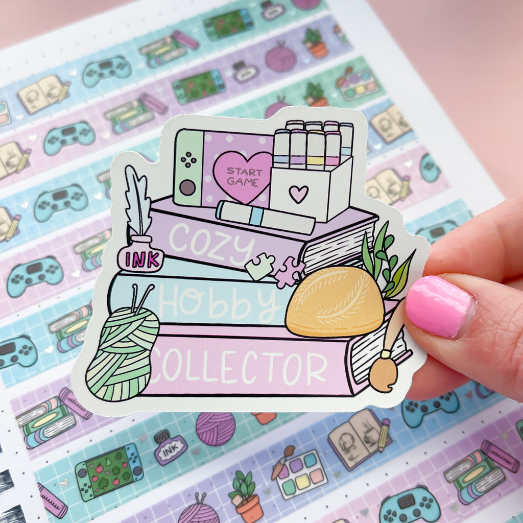 Cozy Hobbies Bookstack Vinyl Die Cut Sticker