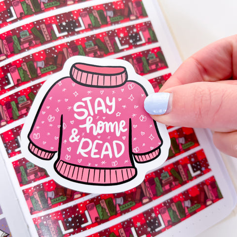 Stay Home + Read Sweater Vinyl Die Cut Sticker