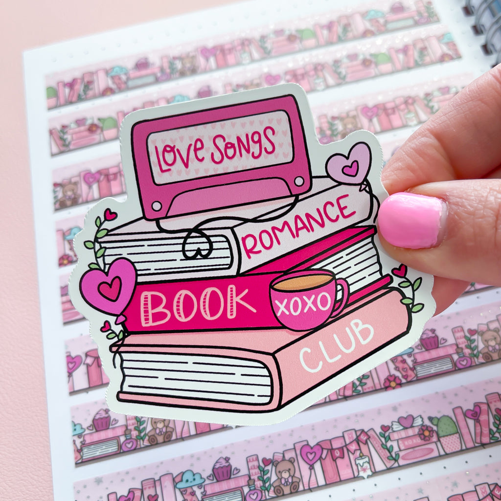 Romance Club Book Stack Vinyl Die Cut Sticker